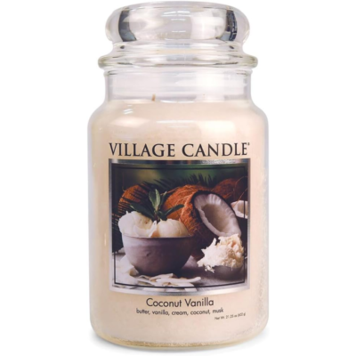 Village Candle Coconut Vanilla Large Glass Apothecary Jar Scented Candle