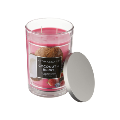 PT41921 2-Wick Scented Jar Candle, Coconut & Berry, 19-Ounce, Pink/Red